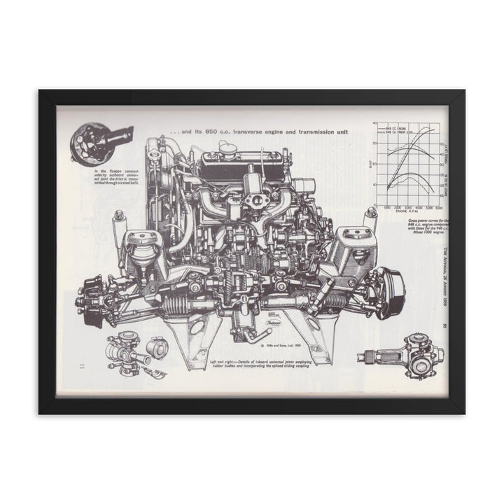 Classic Mini A-Series Engine Technical Drawing #001 - Classic Mini DIY