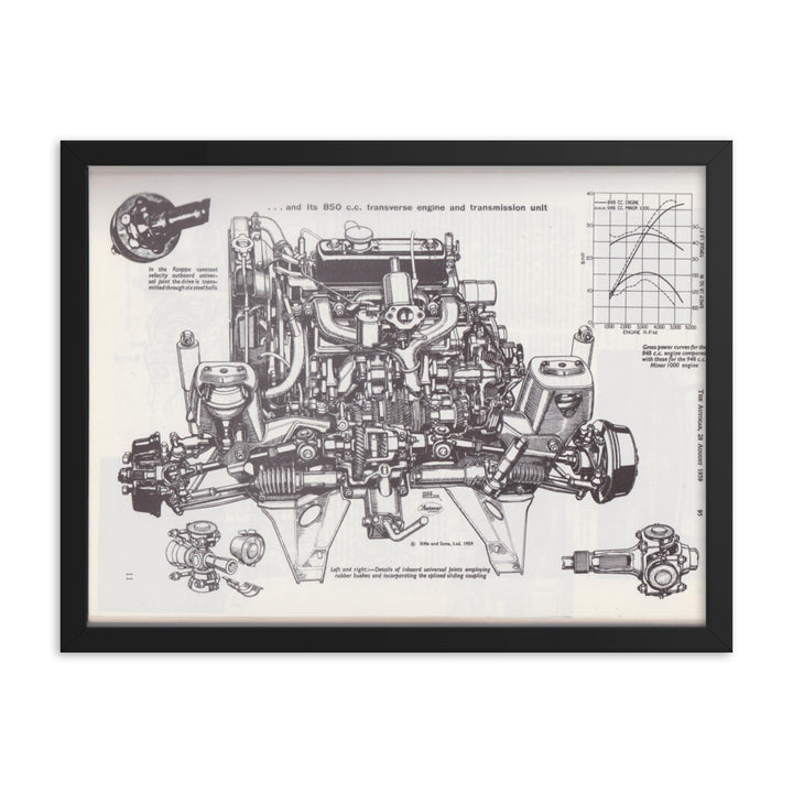 Classic Mini A-Series Engine Technical Drawing #001
