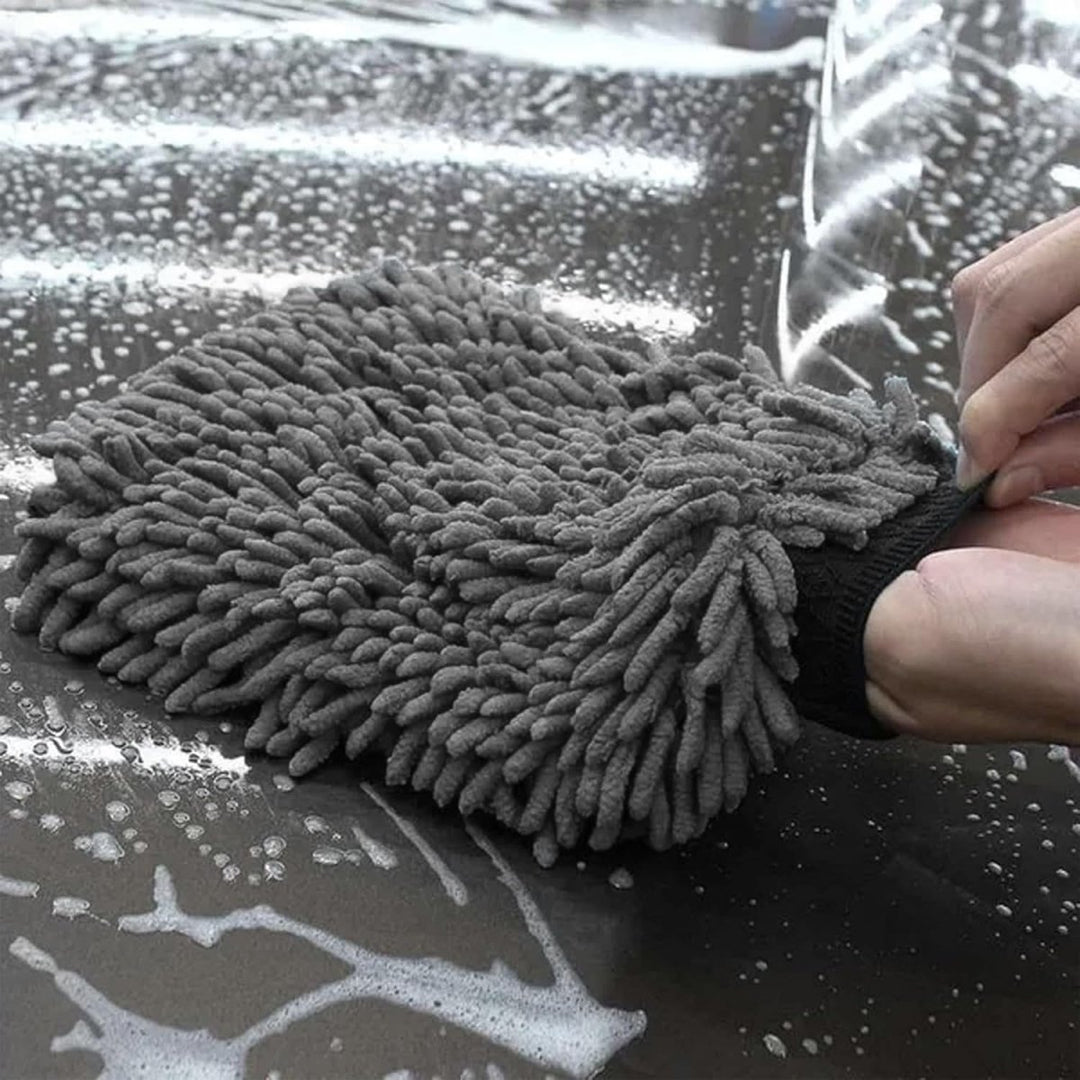 WASH&WHIPS Chenille Premium Scratch - Free Microfiber Lint - Free Blue Wash Mitt 8" x 10"in & Black Pitstop Particle Interceptor - Classic Mini DIY