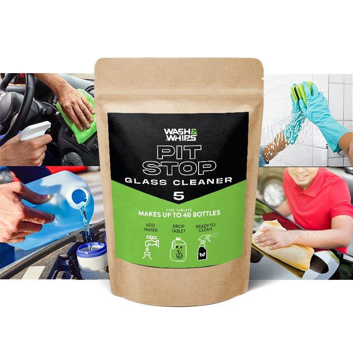 WASH&WHIPS Pit Stop Glass Cleaner / All Surface Cleaner Refill Tablets (Makes 5 Gallons) - Classic Mini DIY
