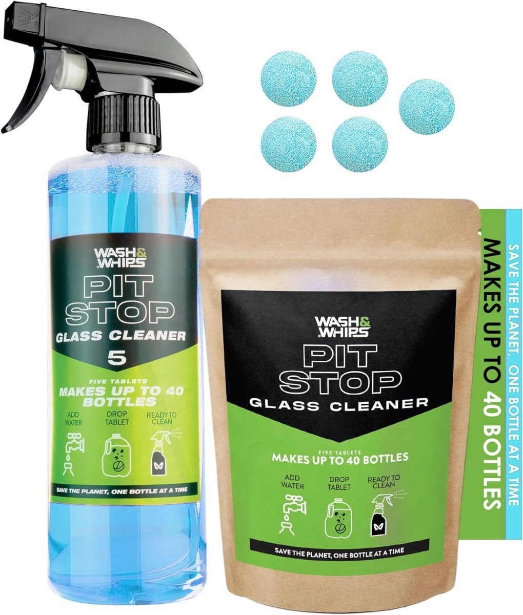WASH&WHIPS Pit Stop Glass Cleaner / All Surface Cleaner Refill Tablets (Makes 5 Gallons) - Classic Mini DIY