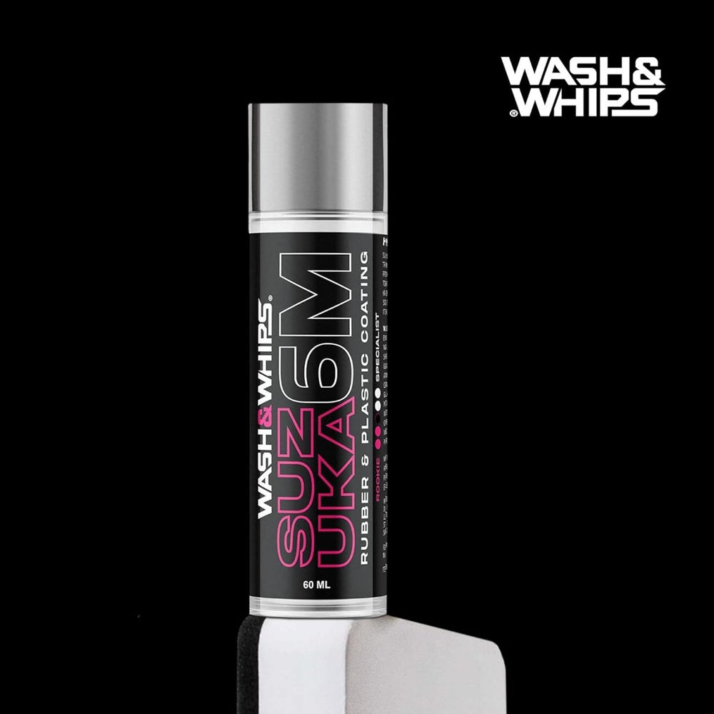 WASH&WHIPS Suzuka 6M Rubber & Plastic Coating for Cars, Restores and Brings Back Black - Concentrated Formula Non - Greasy, 60ml - Classic Mini DIY