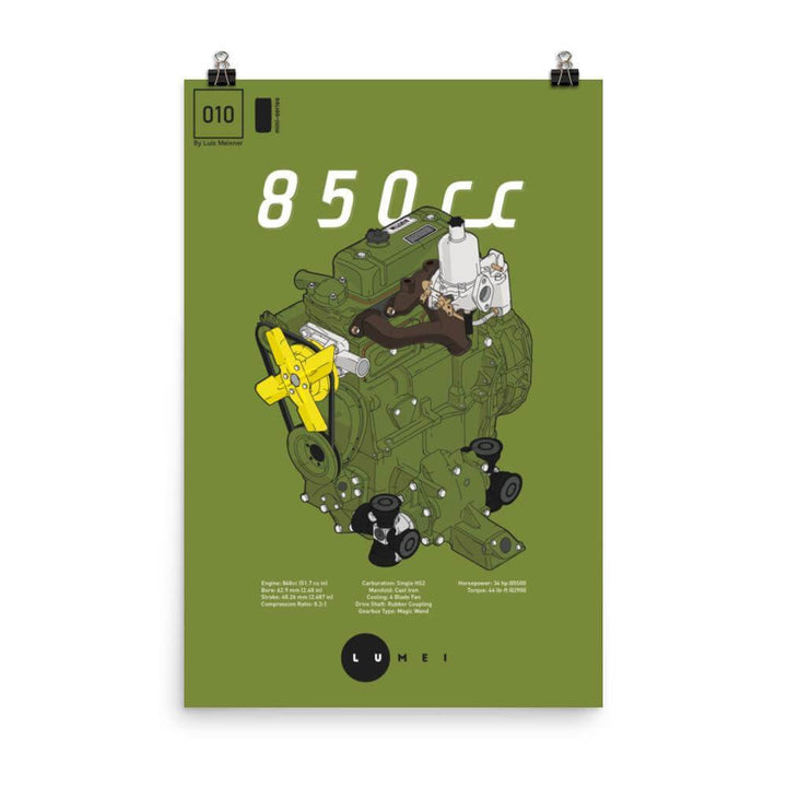 850cc A-Series - Poster - Classic Mini DIY