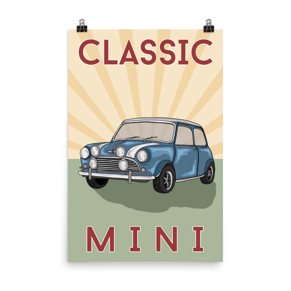 Classic Mini Illustrated Poster - Classic Mini DIY